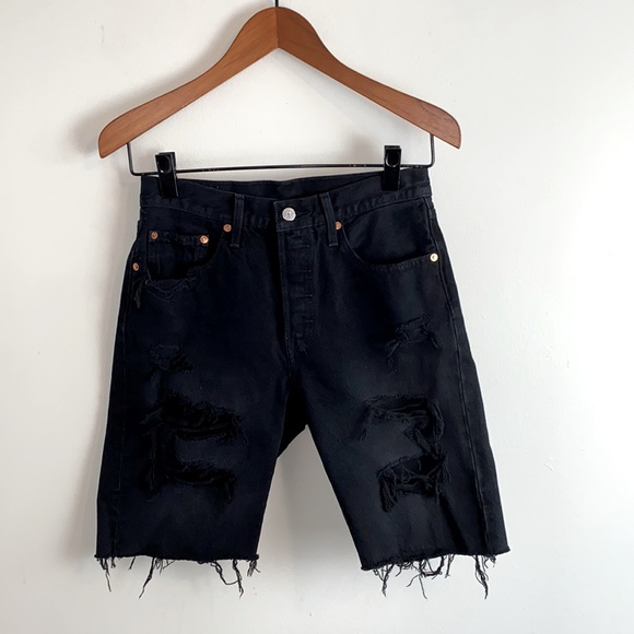 LEVIS 501 Mid Thigh High Rise Shorts Black - Picture 3 of 7